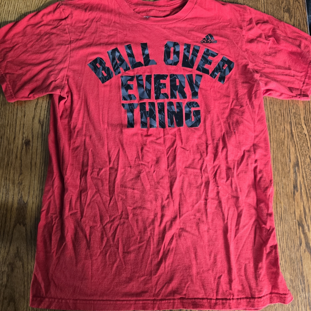 Adidas Basketball Shirt Tee Ball Over Everything Carded Black Red CD7935 Size M